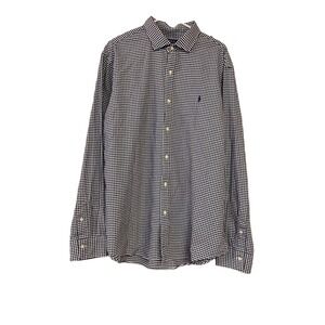 Men's‎ Polo Ralph Lauren Button Up Shirt Slim Fit XXL Blue/ White